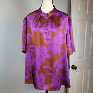 Liz Claiborne Purple and Rust Floral Top